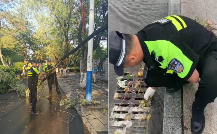 突降暴雨！朔州公安新开巡警风雨无阻全力疏堵保畅通