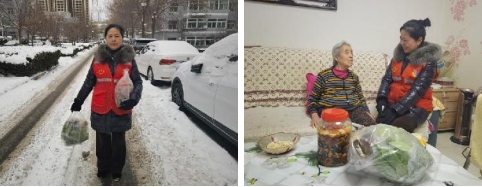 太原万柏林区葡萄苑社区：风雪无情网格有爱　风雪中的“配送员”
