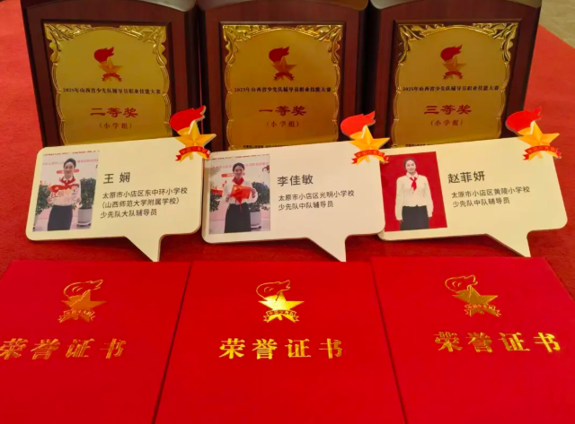 喜报！太原小店区3名少先队辅导员在2025年山西省少先队辅导员职业技能大赛中取得