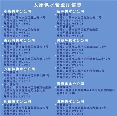 @太原尖草坪人 供水新升级！服务到家，用水无忧（附太原各区县供水分公司联系方式）
