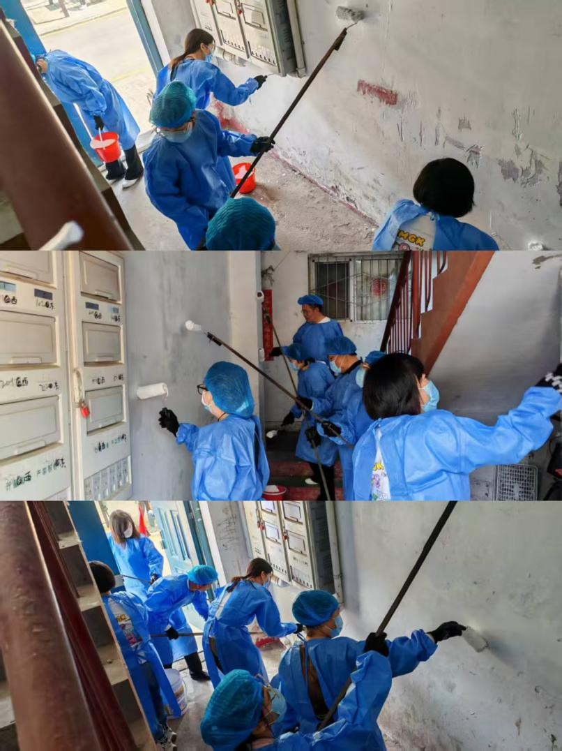 太原万柏林区白家庄街道：为民办实事粉刷墙面  党员志愿者冲锋在一线